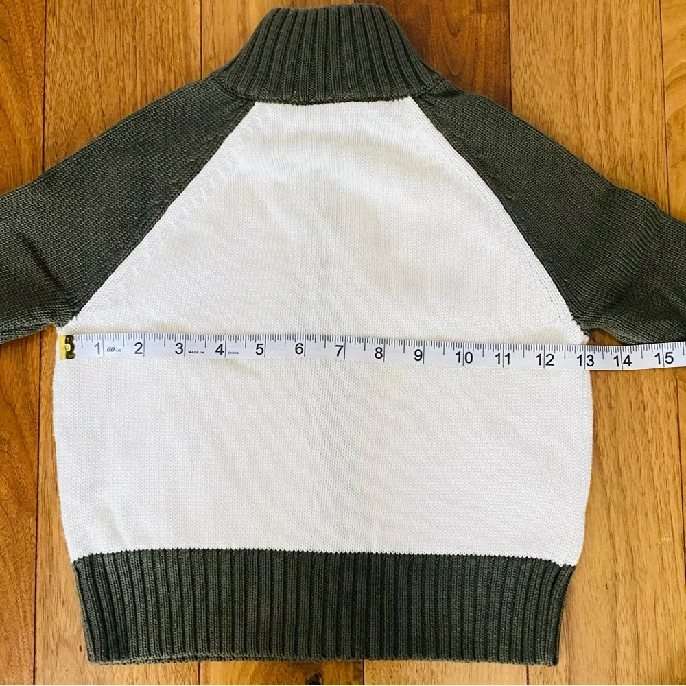 DKNY Full Zip Cotton Sweater Cardigan Off White and Olive Kids size 2T
